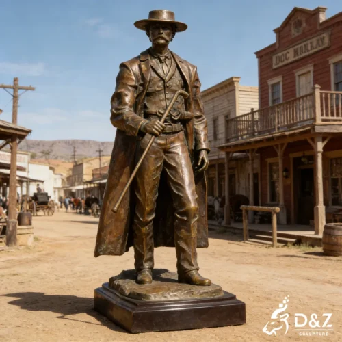 Bronze Doc Holliday Statue Wild Western Cowboy Hero Figure DZN498-4