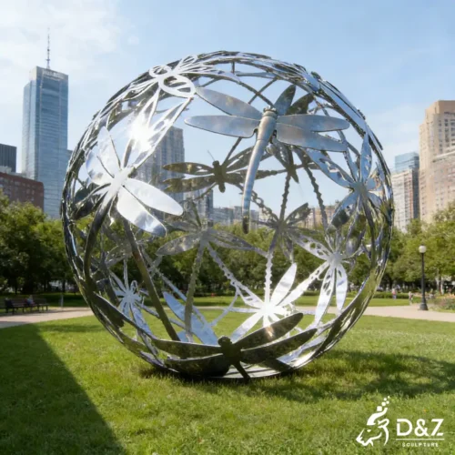 Modern Large Metal Sphere Dragonfly Garden Sculpture DZN473-6