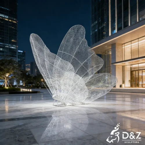 Abstract Metal Butterfly Wire Sculpture Art Display DZN464-7