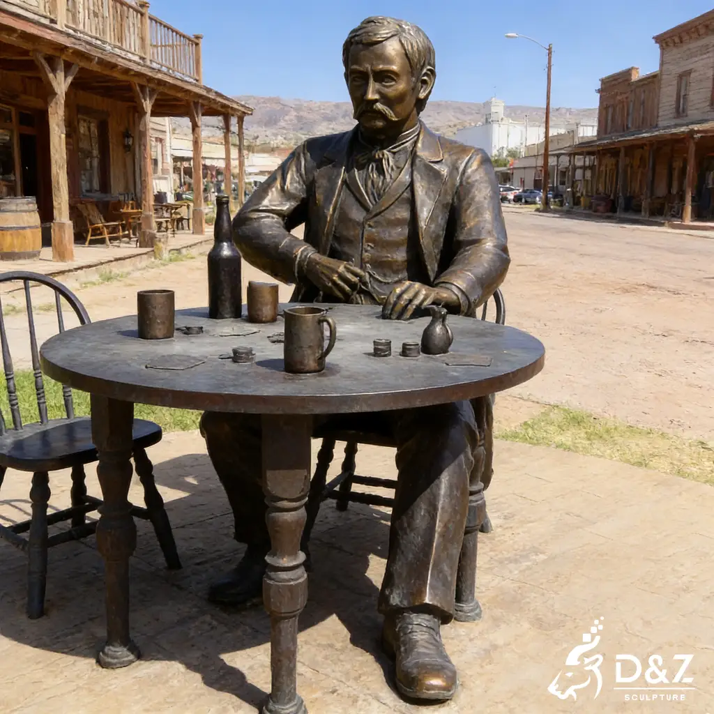 Bronze Doc Holliday Statue Wild Western Cowboy Hero Figure DZN498-3 Bronze Doc Holliday Statue Wild Western Cowboy Hero Figure DZN498-3