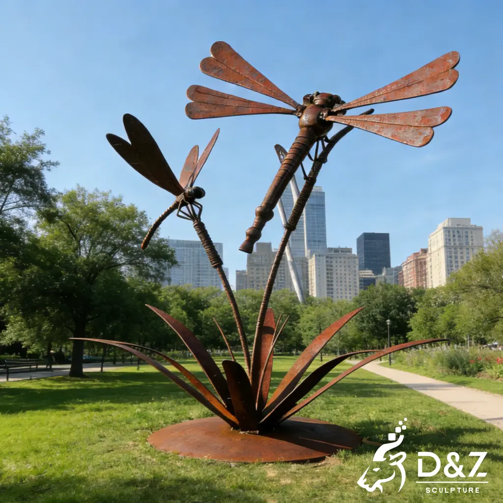 Outdoor Corten Steel Dragonfly Sculpture Art for Sale DZN472-6