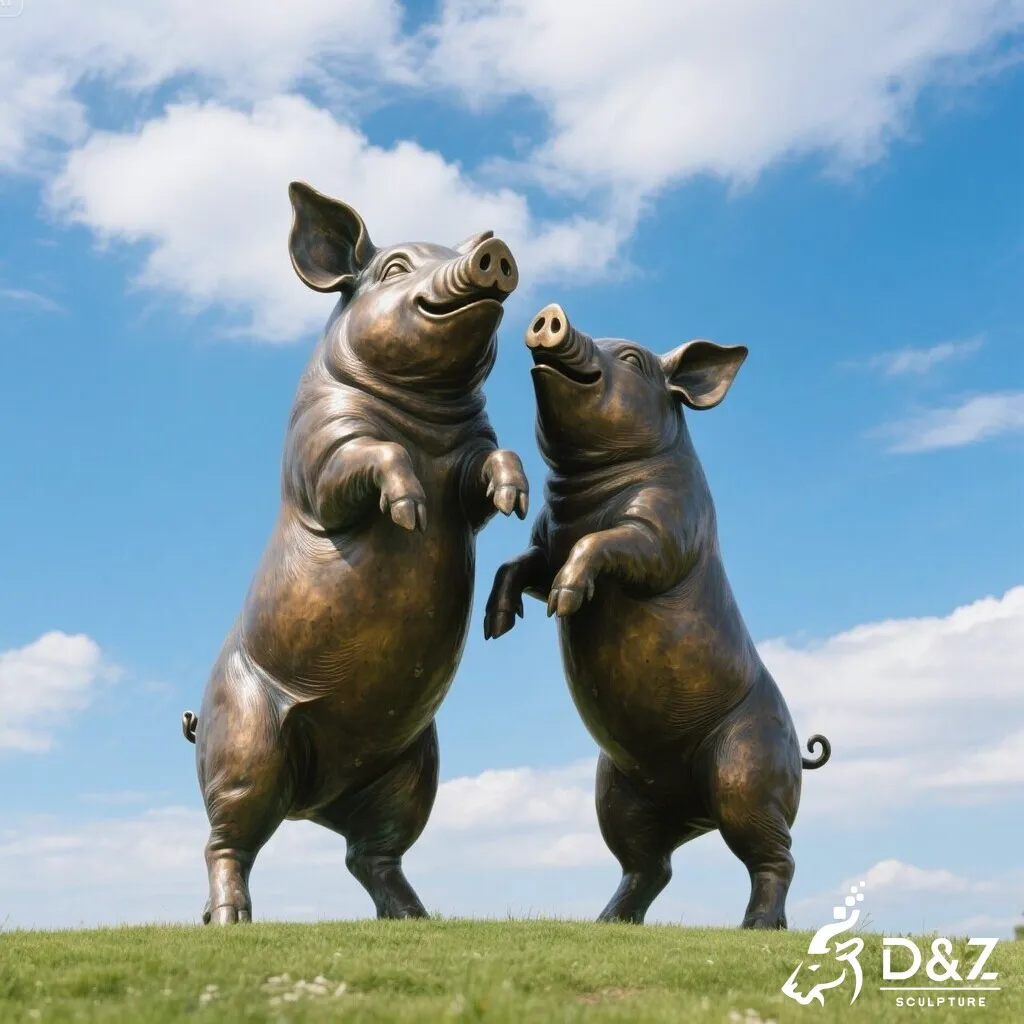 Custom Large Outdoor Bronze Pig Statue for Farm DZN461-7