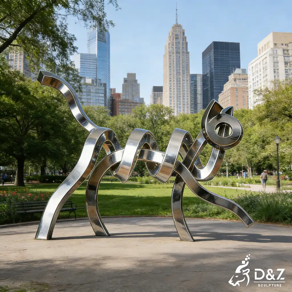 Large Mirror Metal Abstract Cat Sculpture for Garden DZN474-1 Large Mirror Metal Abstract Cat Sculpture for Garden DZN474-1