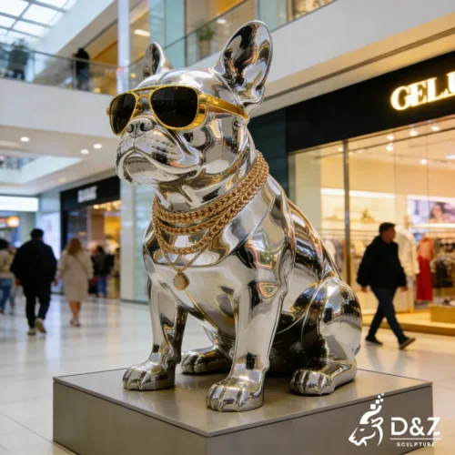 Luxury Chrome French Bulldog Sculpture Hip Hop Street Art DZN471-7