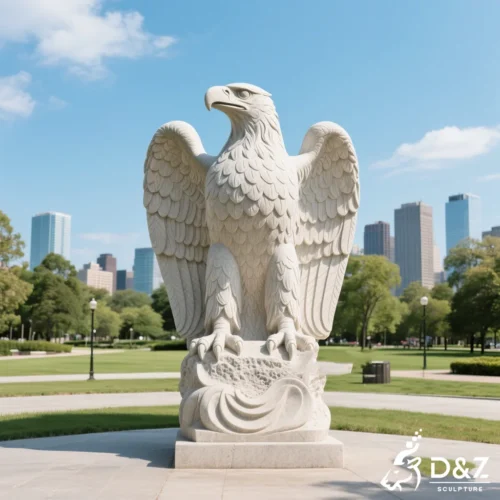 Hand-Carved Large White Marble Eagle Sculpture for Garden DZN495-5