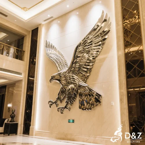 Large Stainless Steel Eagle Wall Sculpture for Luxury Space DZN494-7