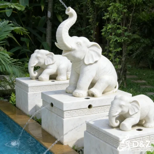 Luxury White Marble Elephant Water Fountain for Pool DZN496-2