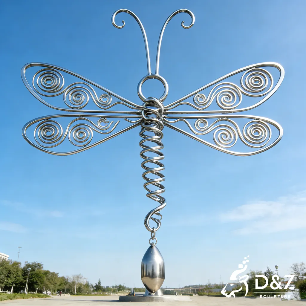Large Metal Dragonfly Wire Sculpture for Garden Decor DZN477-12