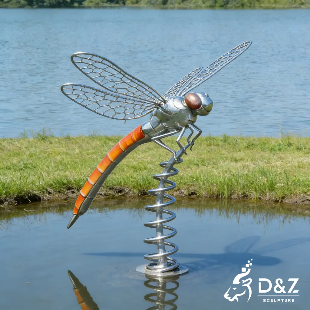 Giant Metal Dragonfly Sculpture - Outdoor Garden Art Decor DZN476-11