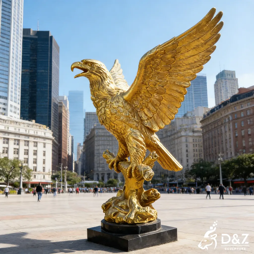 Outdoor Large Brass Golden Eagle Sculpture for Sale DZN488-2 Outdoor Large Brass Golden Eagle Sculpture for Sale DZN488-2