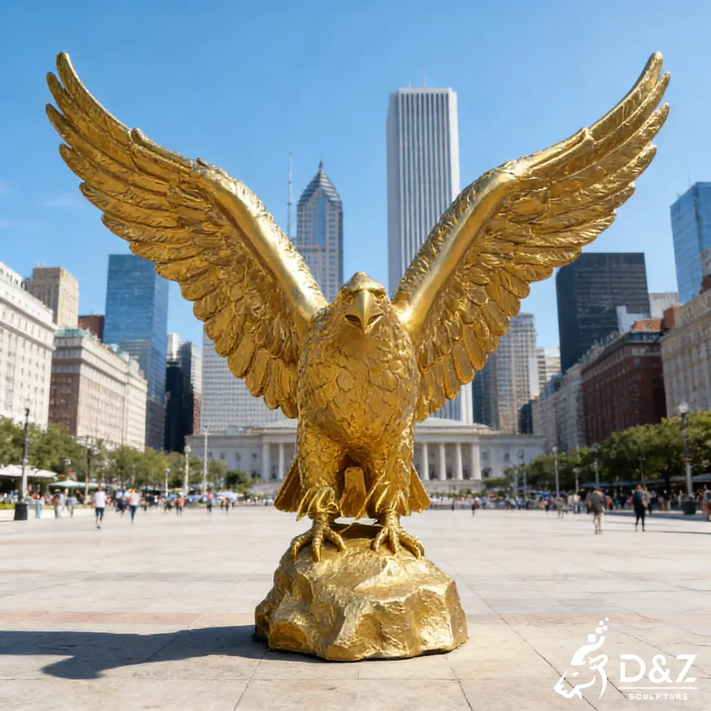 Outdoor Large Brass Golden Eagle Sculpture for Sale DZN488-3 Outdoor Large Brass Golden Eagle Sculpture for Sale DZN488-3