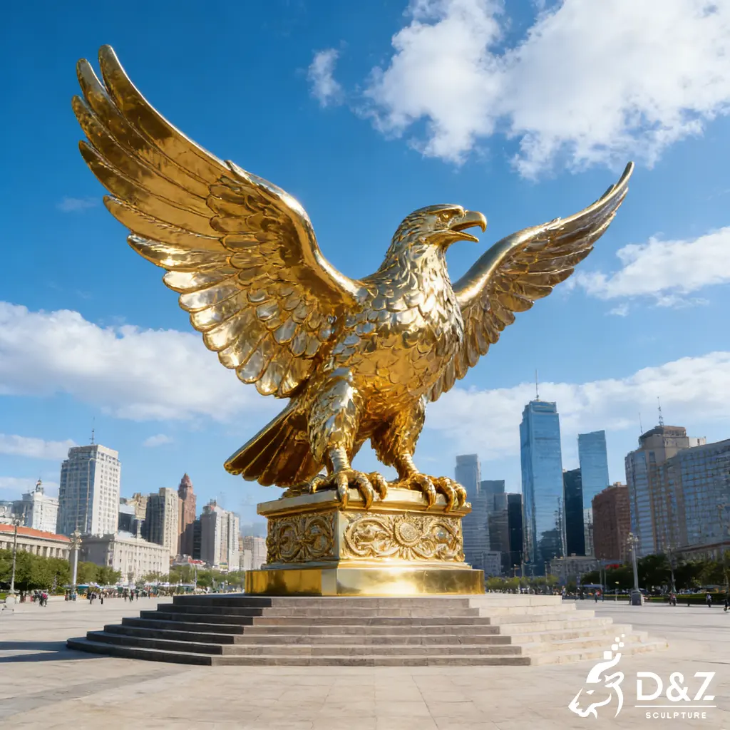 Outdoor Large Brass Golden Eagle Sculpture for Sale DZN488-5 Outdoor Large Brass Golden Eagle Sculpture for Sale DZN488-5