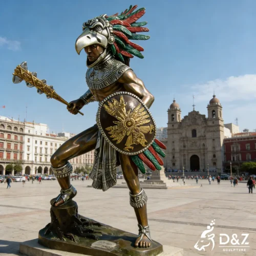 Large Outdoor Bronze Aztec Eagle Warrior Sculpture DZN482-1