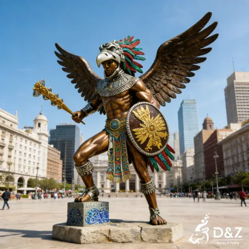 Large Outdoor Bronze Aztec Eagle Warrior Sculpture DZN482-9