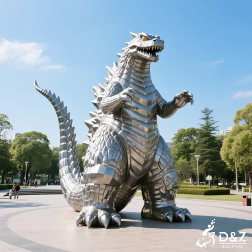 Mirror Polished Metal Monster Sculpture Godzilla Garden Decor DZN502-2 Mirror Polished Metal Monster Sculpture Godzilla Garden Decor DZN502-2