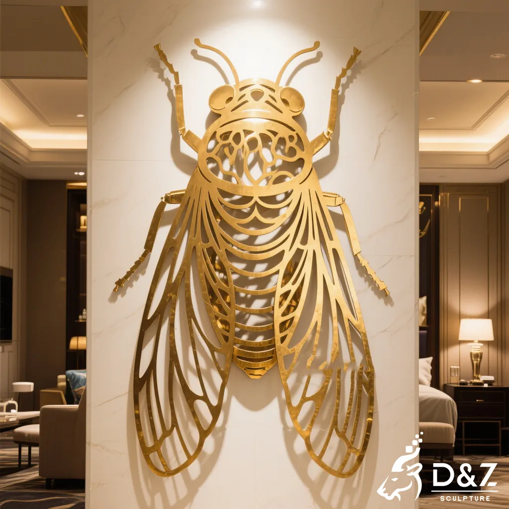 Luxury Metal Cicada Art Sculpture for Abstract Wall Decor DZN525-4 Luxury Metal Cicada Art Sculpture for Abstract Wall Decor DZN525-4