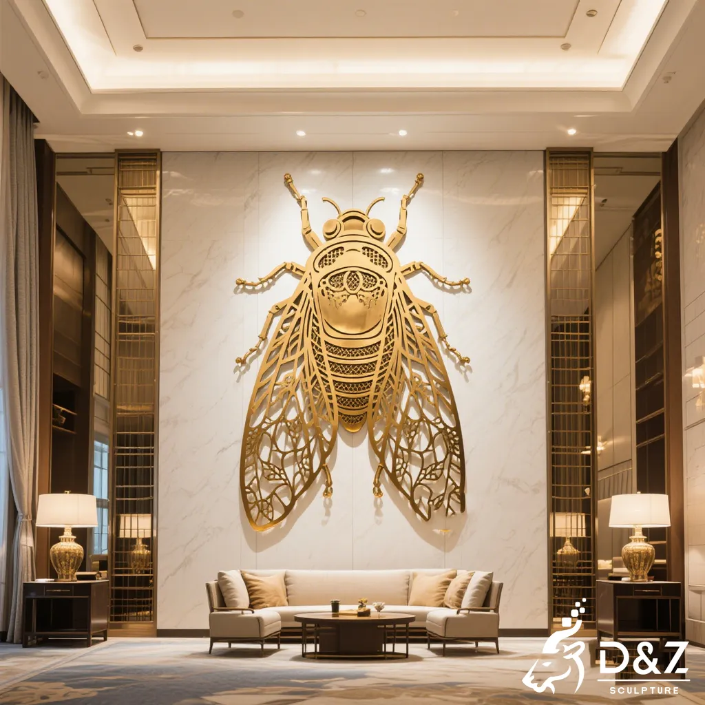 Luxury Metal Cicada Art Sculpture for Abstract Wall Decor DZN525-7 Luxury Metal Cicada Art Sculpture for Abstract Wall Decor DZN525-7