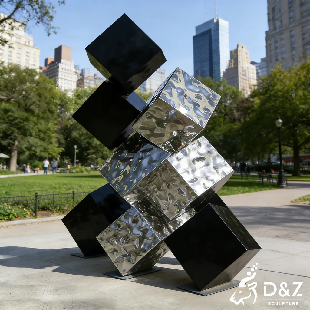 Modern Red Abstract Cube Sculpture Decor for Outdoor Plaza DZN523-4 Modern Red Abstract Cube Sculpture Decor for Outdoor Plaza DZN523-4