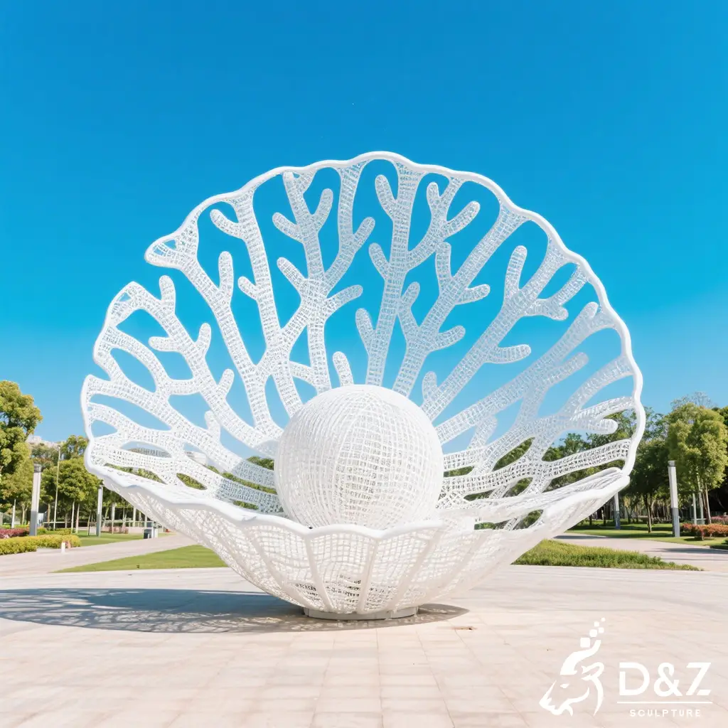 Large Wire Abstract Shell Sculpture Modern Coastal Art DZN524-4 Large Wire Abstract Shell Sculpture Modern Coastal Art DZN524-4