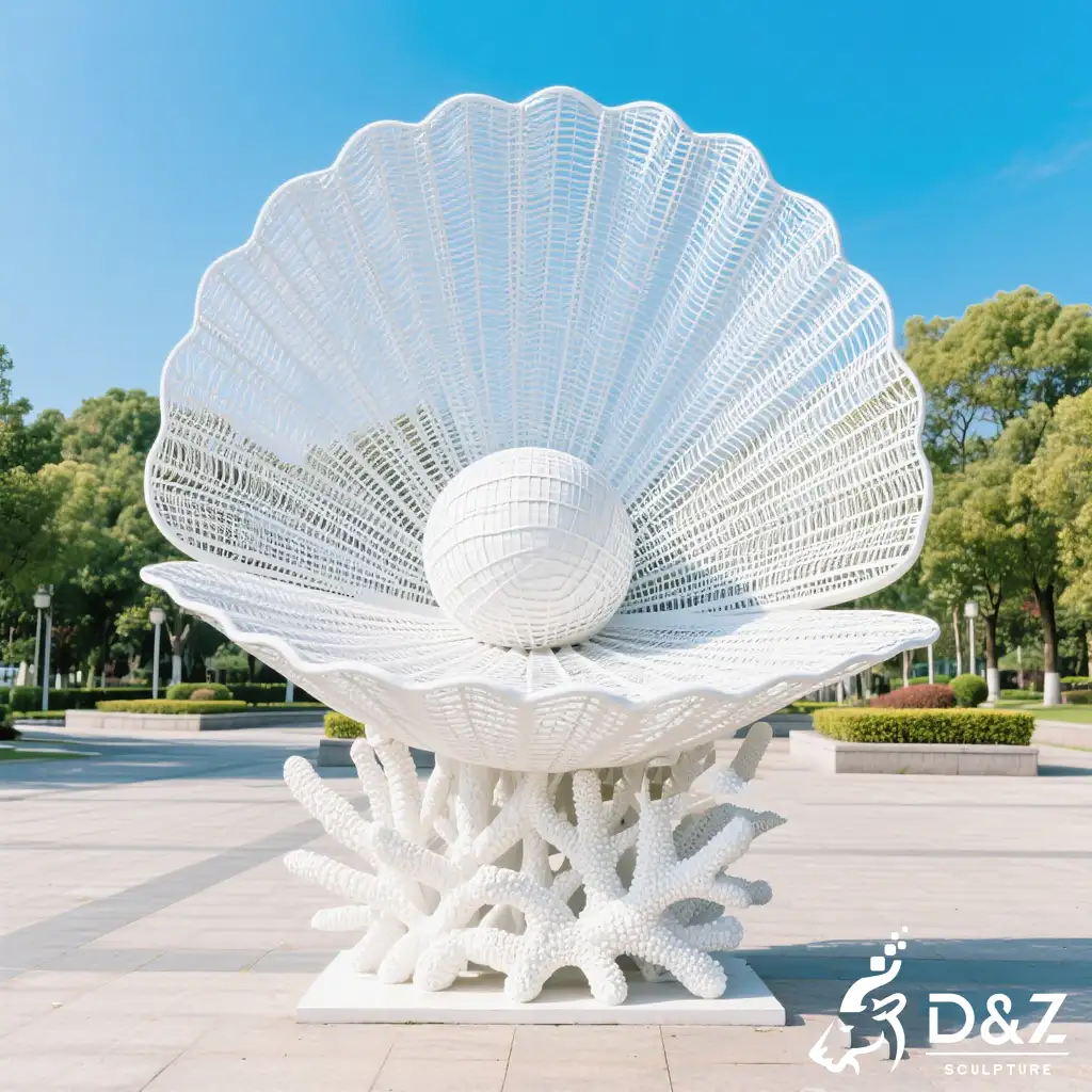Large Wire Abstract Shell Sculpture Modern Coastal Art DZN524-5 Large Wire Abstract Shell Sculpture Modern Coastal Art DZN524-5