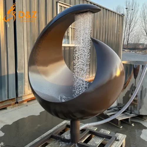 Modern Abstract Metal Crescent Moon Fountain for Yard DZN516-5