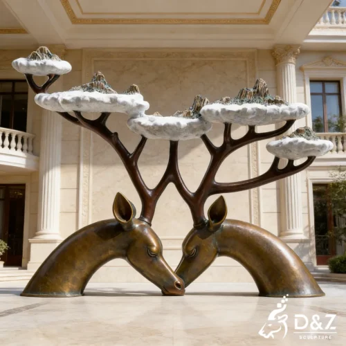 Large Outdoor Bronze Deer Head Statue for Yard DZN512-1