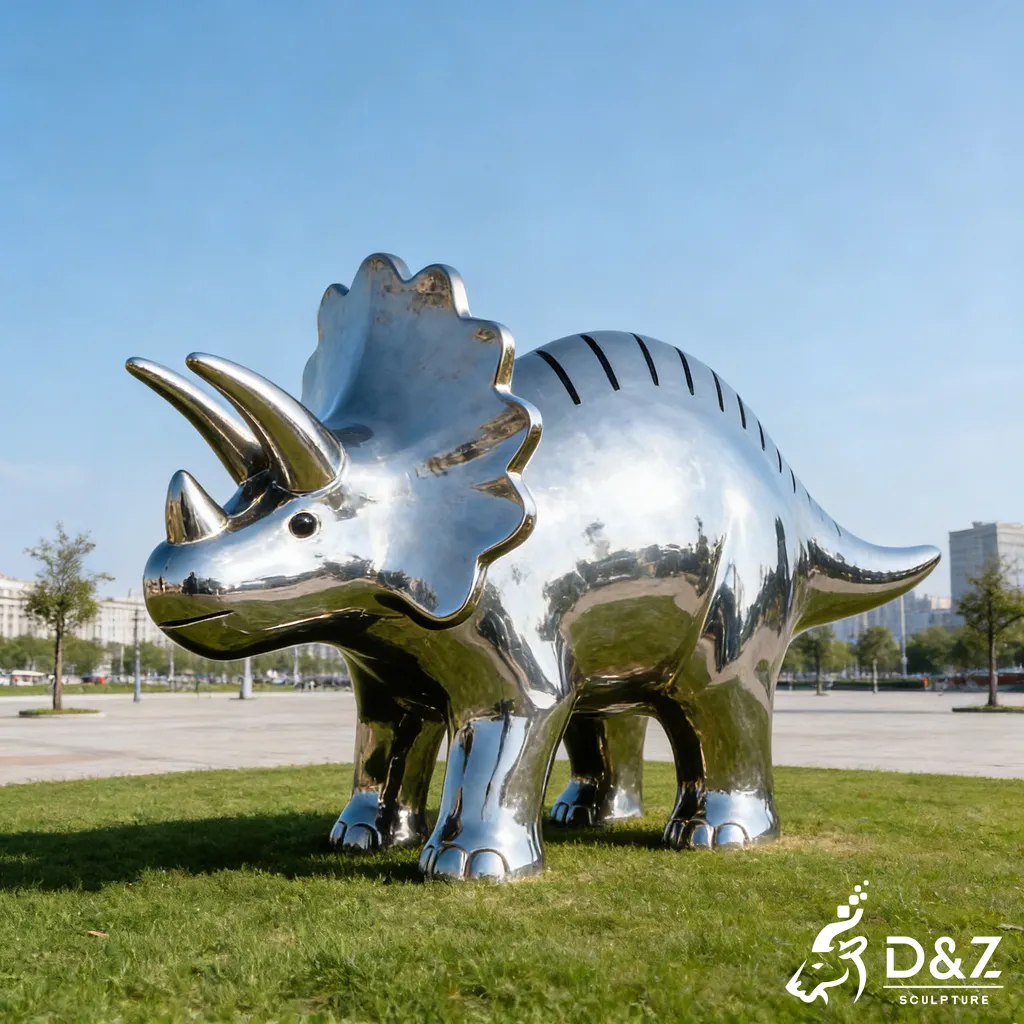 Custom Outdoor Giant Metal Dinosaur Triceratops Sculpture DZN507-1 Custom Outdoor Giant Metal Dinosaur Triceratops Sculpture DZN507-1