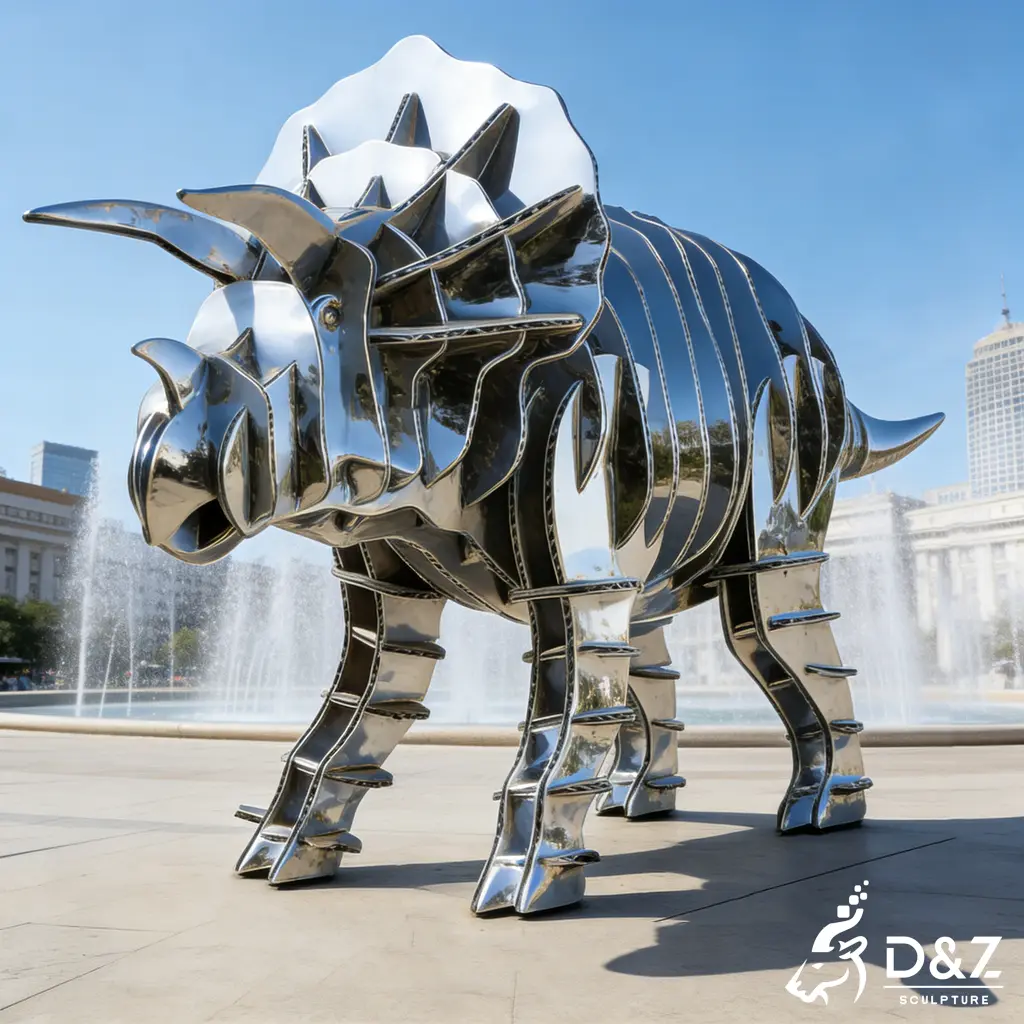 Custom Outdoor Giant Metal Dinosaur Triceratops Sculpture DZN507-2 Custom Outdoor Giant Metal Dinosaur Triceratops Sculpture DZN507-2