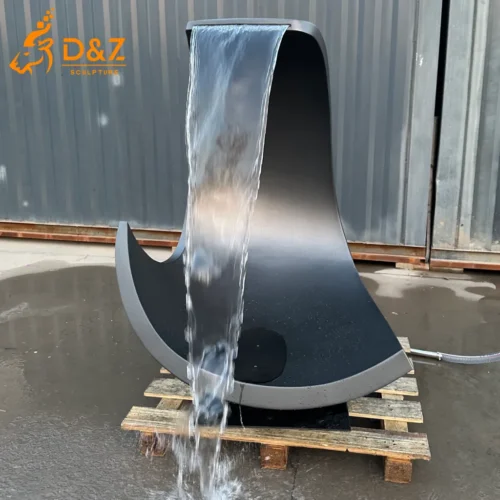 Curved Metal Black Modern Fountain C-shaped Waterfall DZN519-2