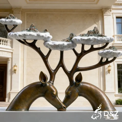 Large Outdoor Bronze Deer Head Statue for Yard DZN512-6 Large Outdoor Bronze Deer Head Statue for Yard DZN512-6