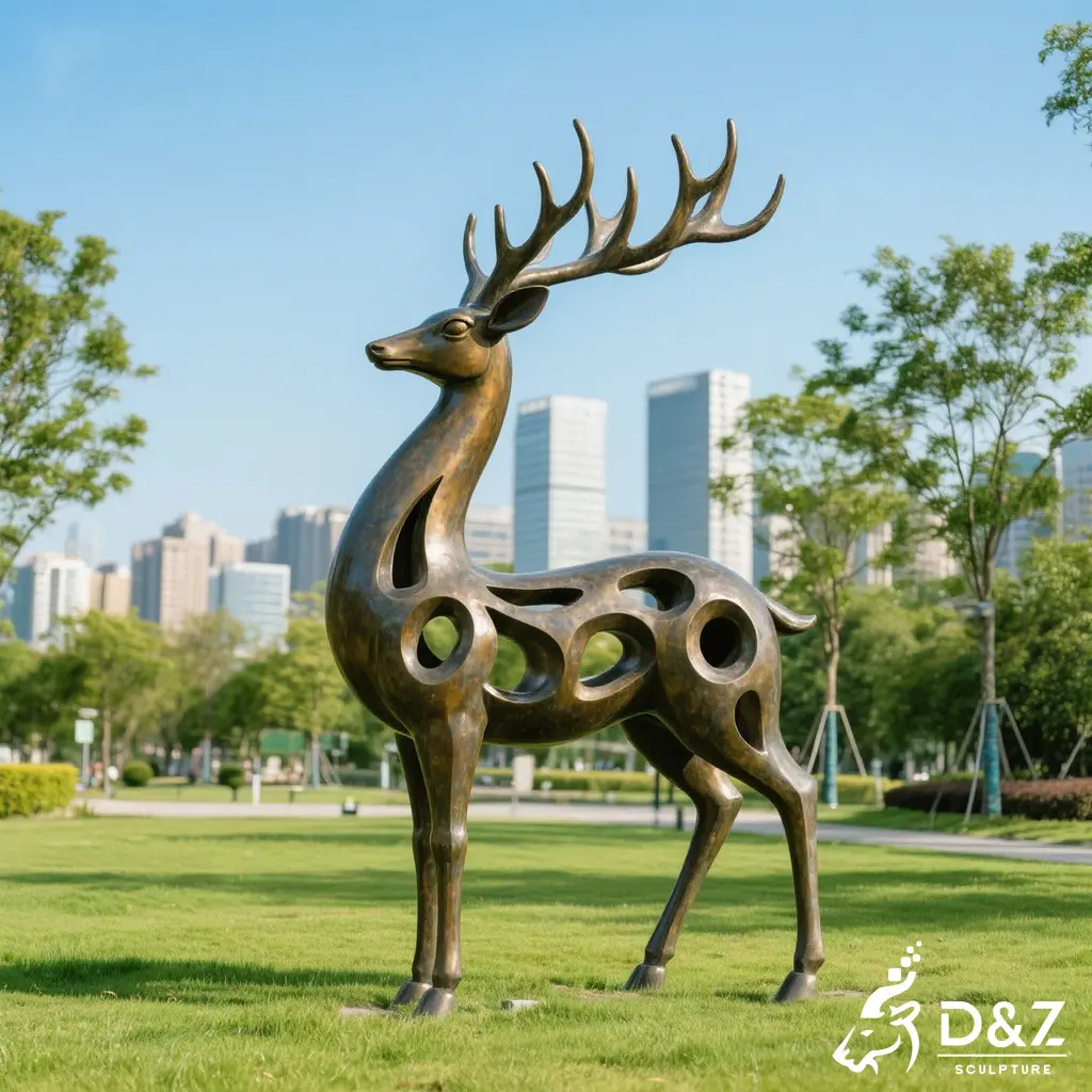 Custom Outdoor Hollow Bronze Deer Statue for Sale DZN509-9