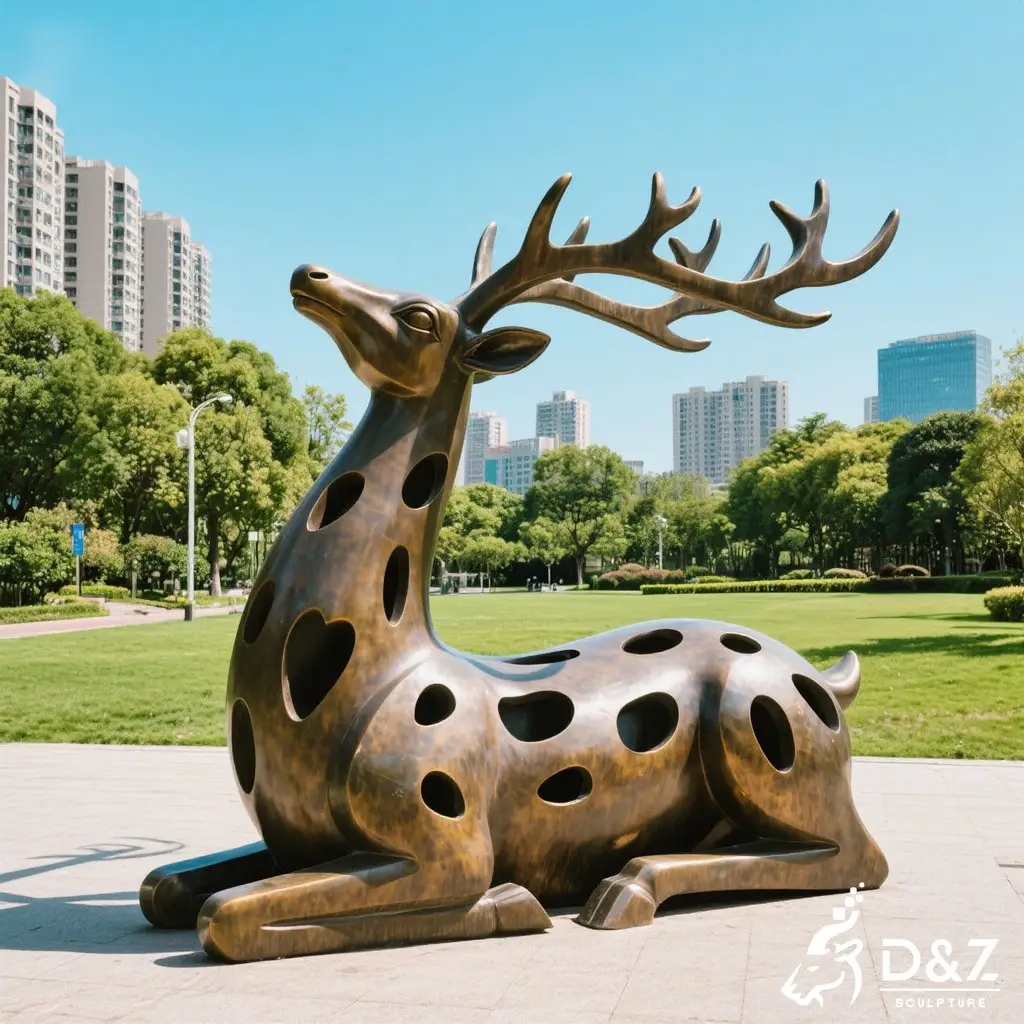 Custom Outdoor Hollow Bronze Deer Statue for Sale DZN509-10