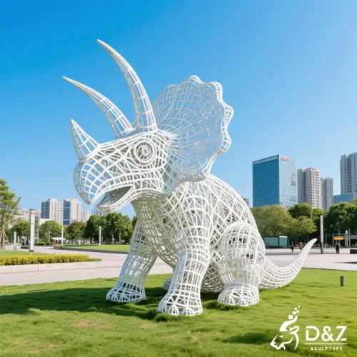 Custom Outdoor Giant Metal Dinosaur Triceratops Sculpture DZN507-6