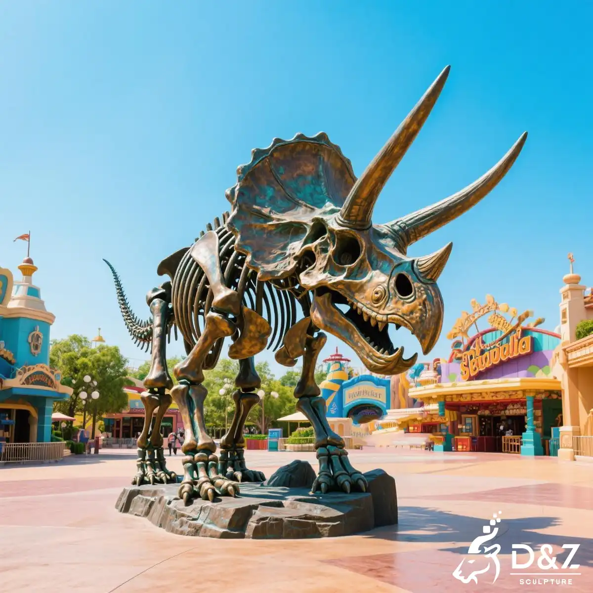 16 Metal Dinosaur Sculptures: Transform Spaces with Prehistoric Art-triceratops sculpture skeleton 16 Metal Dinosaur Sculptures: Transform Spaces with Prehistoric Art-triceratops sculpture skeleton