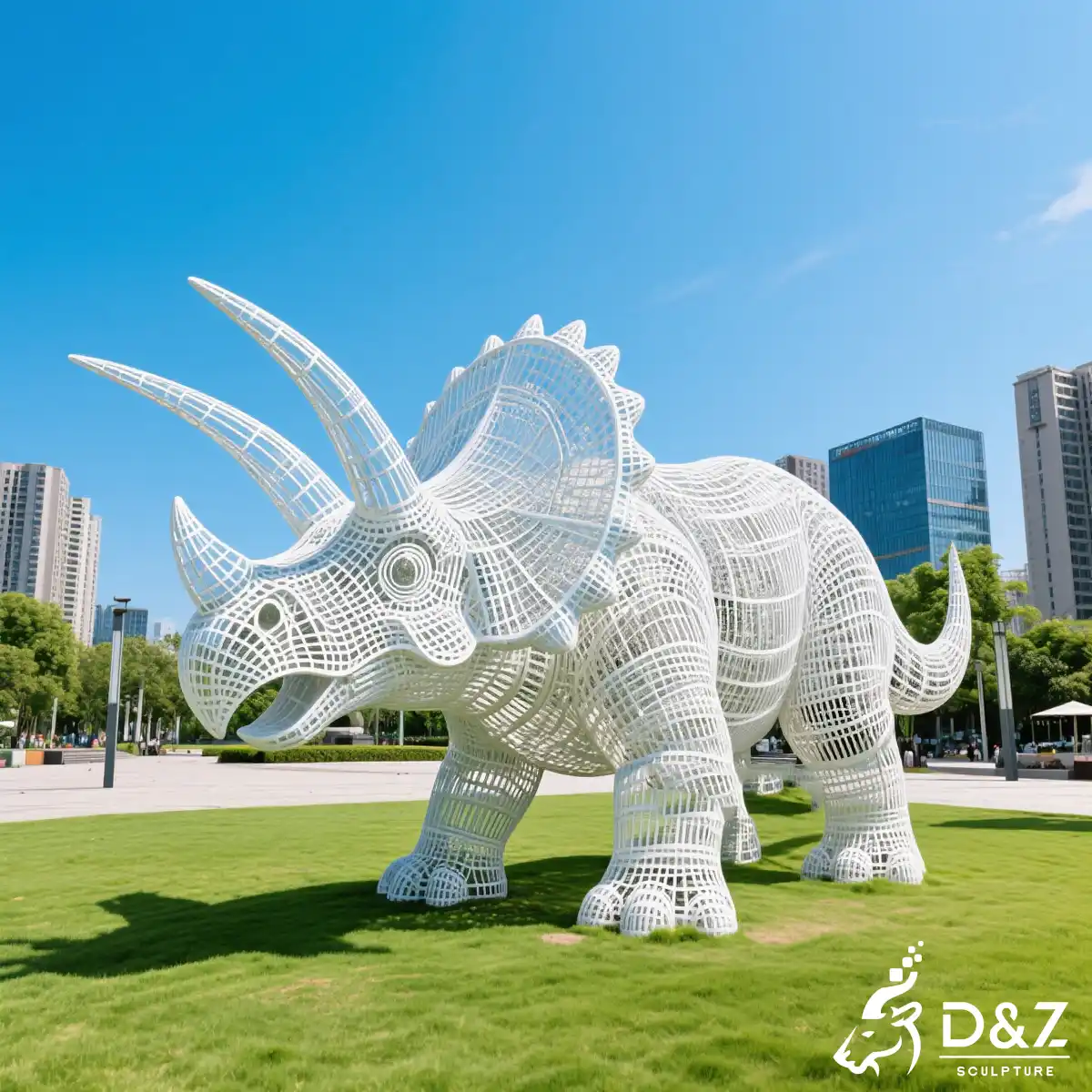16 Metal Dinosaur Sculptures: Transform Spaces with Prehistoric Art-triceratops sculpture 16 Metal Dinosaur Sculptures: Transform Spaces with Prehistoric Art-triceratops sculpture