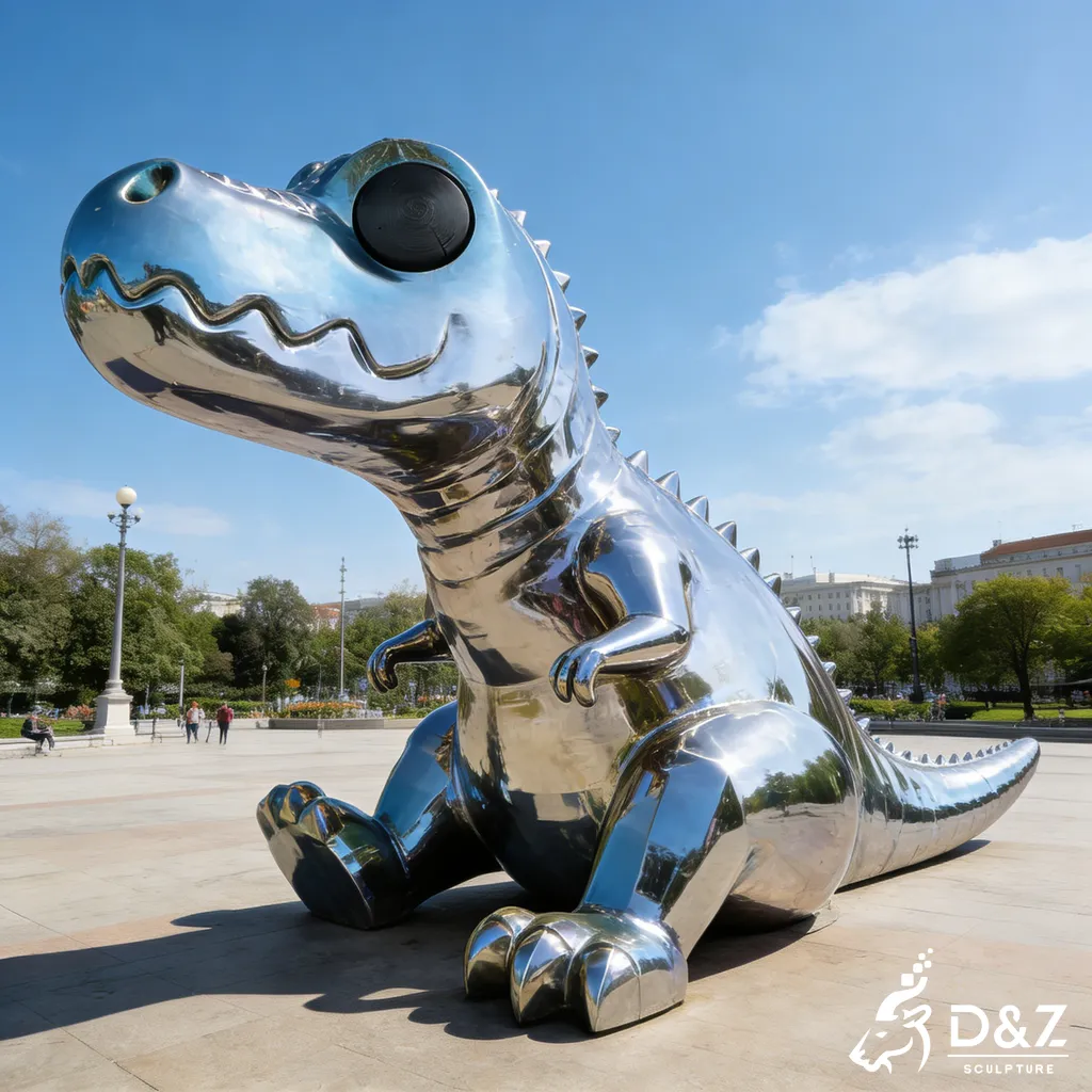 Modern Origami T-Rex Sculpture Large Metal Playground Art DZN500-3 Modern Origami T-Rex Sculpture Large Metal Playground Art DZN500-3