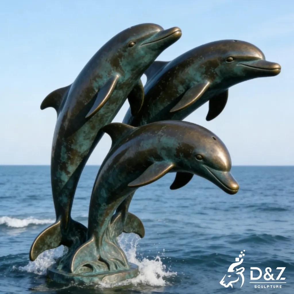 Large Outdoor Bronze Dolphin Statue for Seaside DZN513-4 Large Outdoor Bronze Dolphin Statue for Seaside DZN513-4