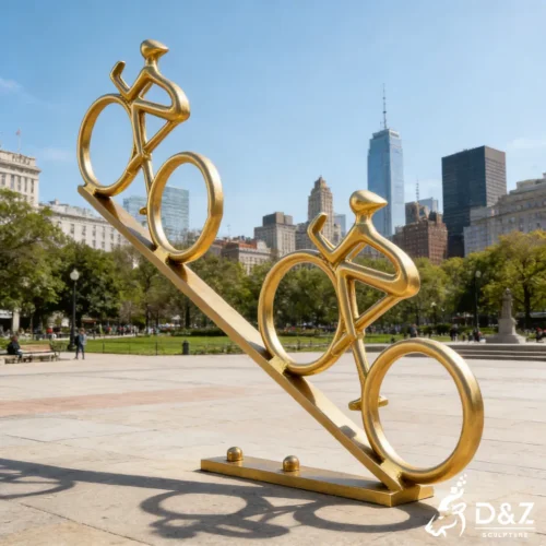 Garden Abstract Cyclist Sculpture Colorful Sports Theme Art DZN515-9