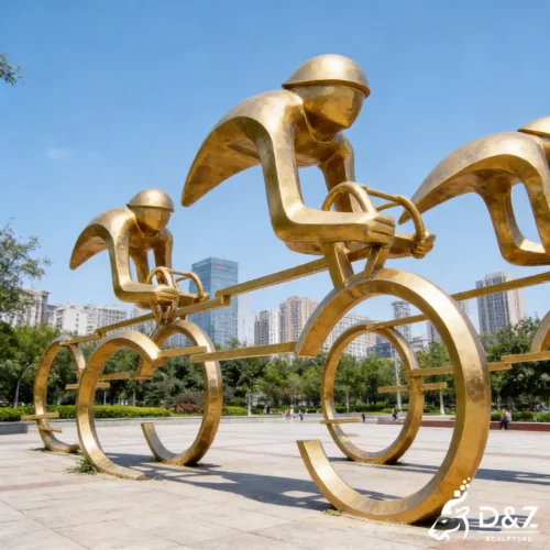 Garden Abstract Cyclist Sculpture Colorful Sports Theme Art DZN515-6 Garden Abstract Cyclist Sculpture Colorful Sports Theme Art DZN515-6