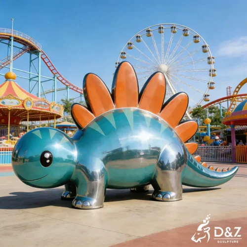 Mirror-Polished Spinosaurus Sculpture Metal Dinosaur Decor DZN504-7