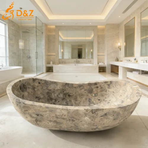 Luxury Breccia Marble Modern Bathtub Sculpture for Hotel DZN522-1