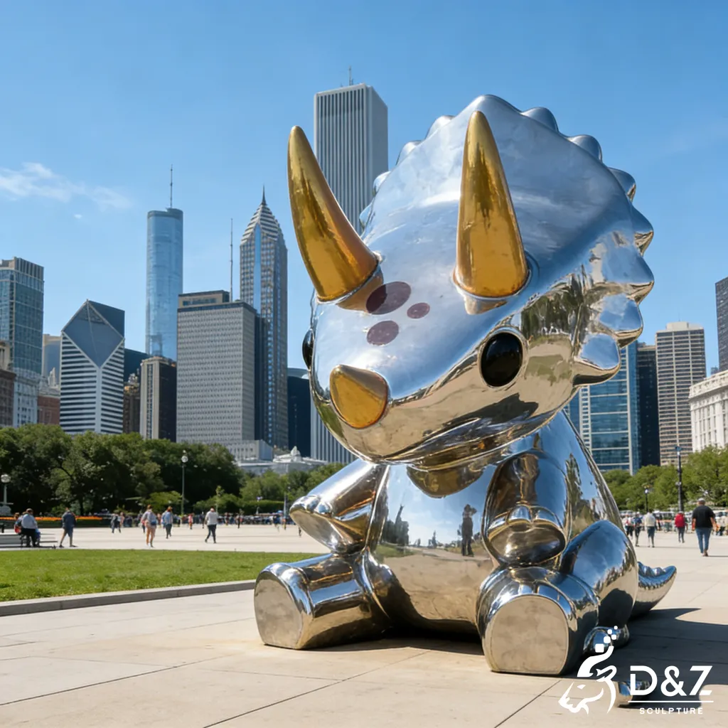Custom Outdoor Giant Metal Dinosaur Triceratops Sculpture DZN507-8 Custom Outdoor Giant Metal Dinosaur Triceratops Sculpture DZN507-8
