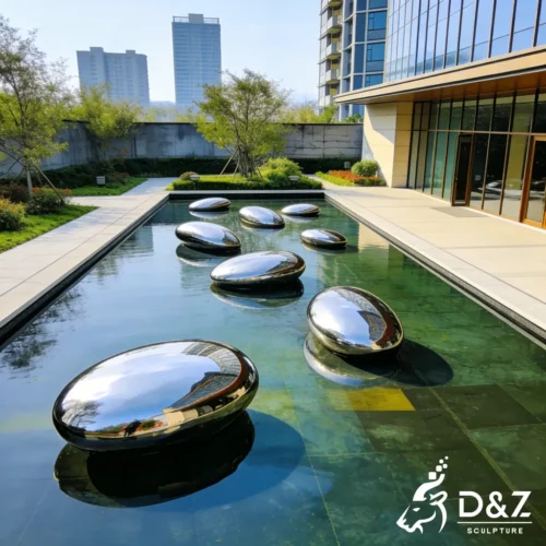 Large Modern Metal Pebble Sculpture Water Features Design DZN558-1 Large Modern Metal Pebble Sculpture Water Features Design DZN558-1