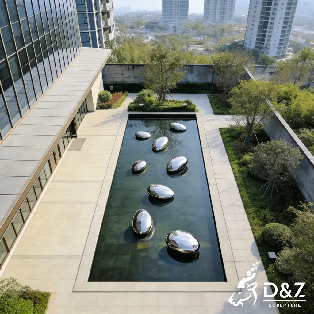 Large Modern Metal Pebble Sculpture Water Features Design DZN558-7 Large Modern Metal Pebble Sculpture Water Features Design DZN558-7