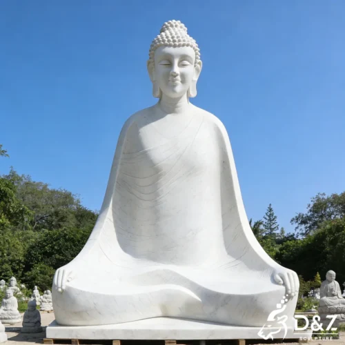 Modern Buddha Sculpture: Minimalist Marble Zen for Garden DZN532-4