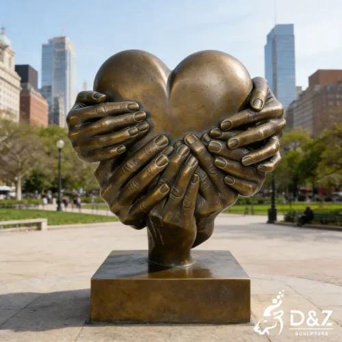 Custom Bronze Heart in Hand Sculpture Large Loving Hands DZN563-6