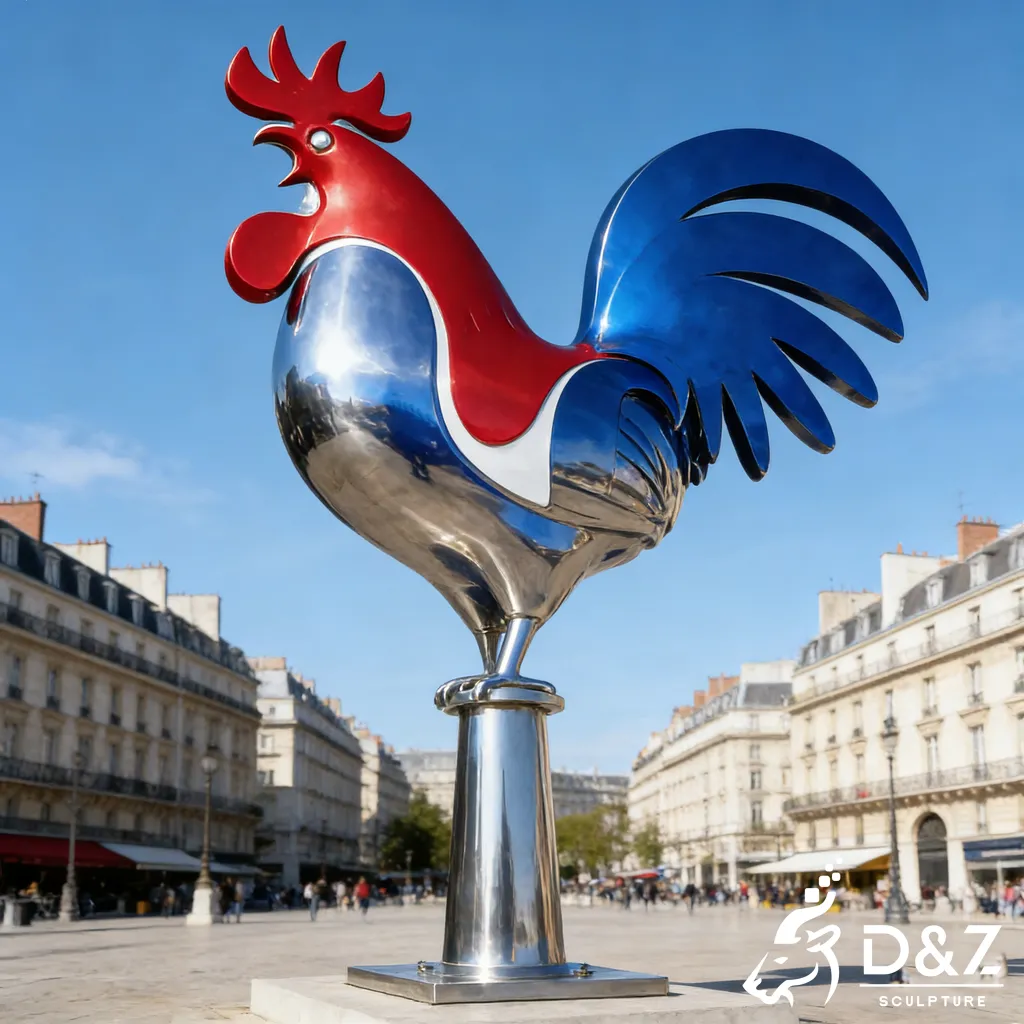 French Modern Sculpture Large Metal Rooster Design DZN538-6
