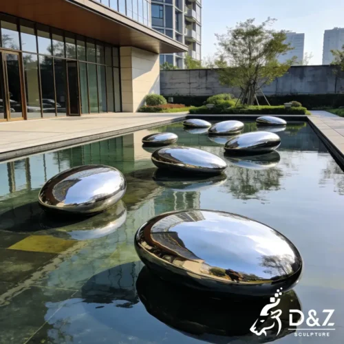 Large Modern Metal Pebble Sculpture Water Features​ Design​ DZN558-6