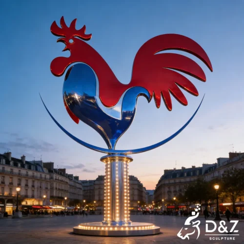 French Modern Sculpture Large Metal Rooster Design DZN538-7