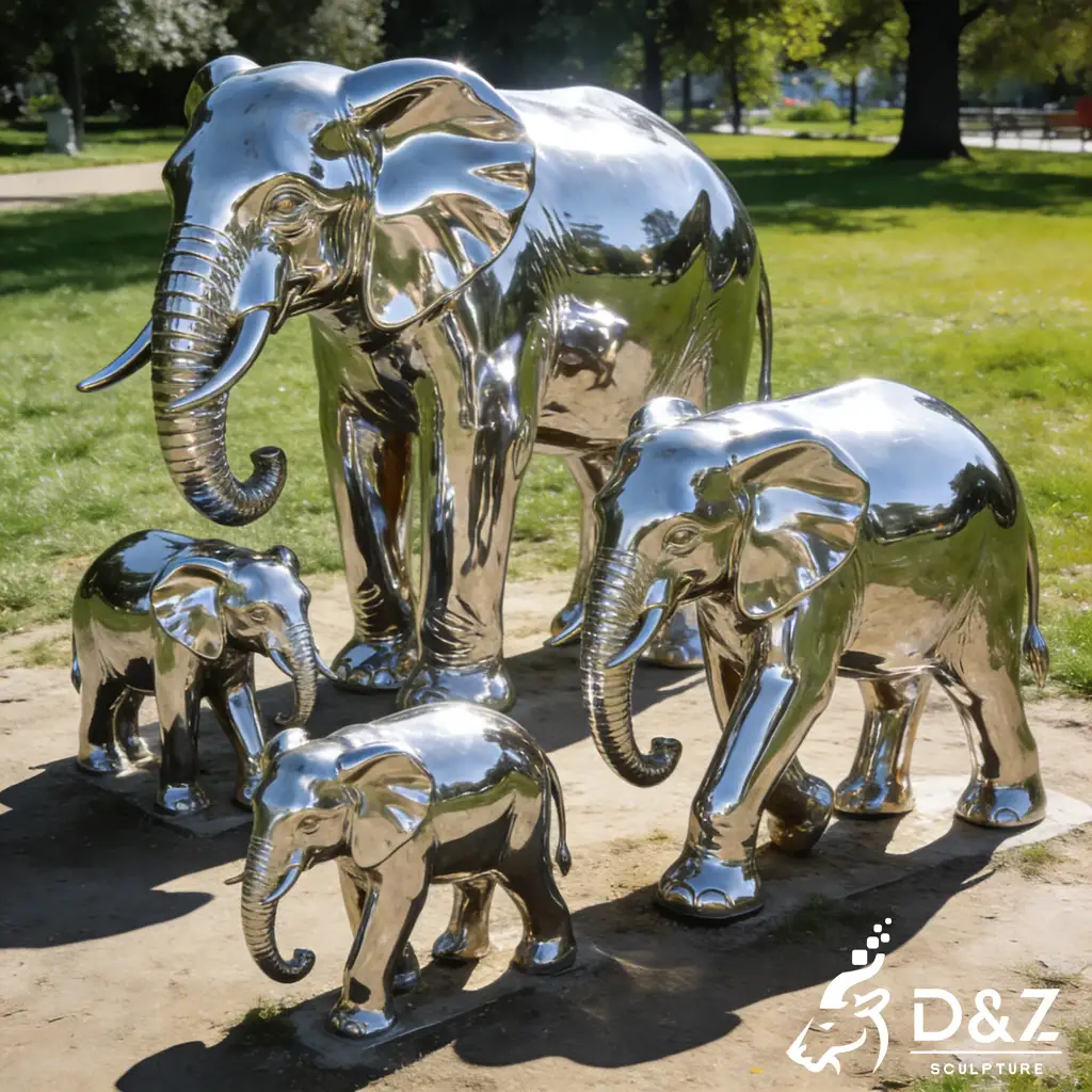 Custom Modern Metal Elephant Family Sculpture for Garden DZN578-1 Custom Modern Metal Elephant Family Sculpture for Garden DZN578-1